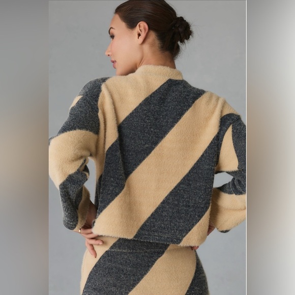 NWT Maeve Striped Knit Midi Skirt and Top in Charcoal and Tan - Picture 3 of 15